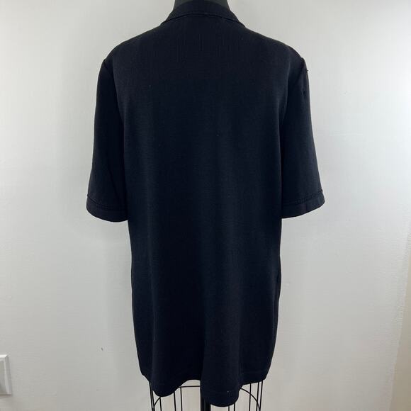 St John Basics Black Santana Wool Knit Open Front Duster Cardigan Large L FLAW - Picture 10 of 12